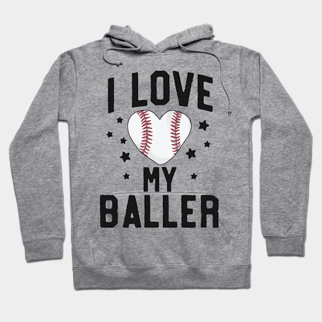 Mom Baseball Shirt I Love My Baller Softball Son Daughter Hoodie by 14thFloorApparel